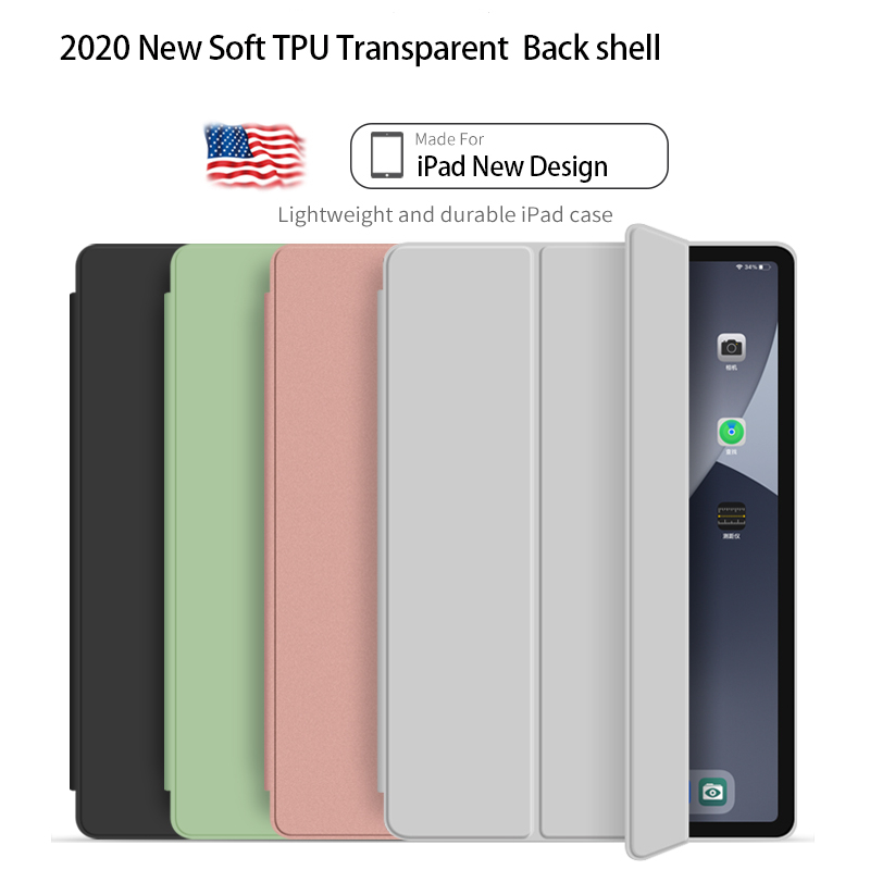 2020 New Trifold Transparent Soft TPU With Clear Back Cover For iPad Air4 10.9 Case