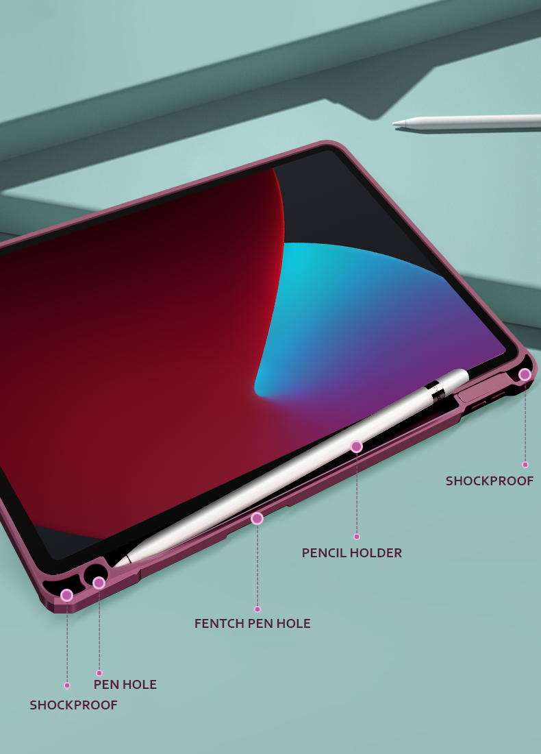 Detachable Aurora iPad Air 4 10.9 New Transparent Non Slip With Pencil Holder Cover Case