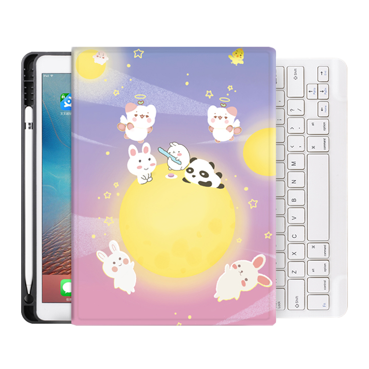 Pencil Holder Kids Custom Bluetooth Keyboard Cover for iPad 9.7 2017 2018 with Wireless Keyboard